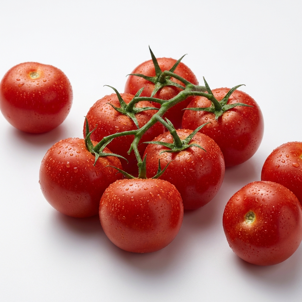 Freshly arriving red tomatoes
